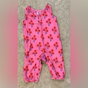 Hanna Andersson pink floral sleeveless romper. 12-18 mos